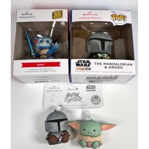 Star Wars Young Jedi Grogu Mandalorian Hallmark Christmas Ornaments‎ Lotof 3 NEW